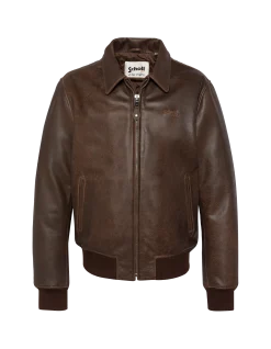 Blouson marron casual vintage, cuir de chèvre - MARRON VINTAGE