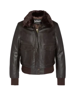Blouson marron foncé avec col en fausse fourrure amovible - MARRON FONCÉ