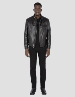 Blouson motard marron mythique USA, cuir de vachette - MARRON