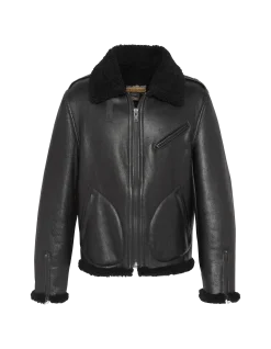 Blouson motard mythique USA, cuir de mouton - NOIR