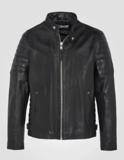 Blouson motard noir, cuir de vachette - NOIR