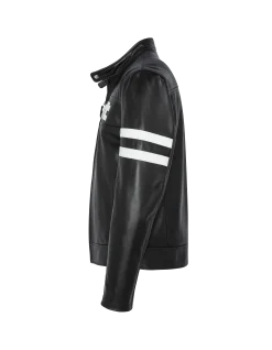 Blouson motard noir, cuir de vachette - NOIR