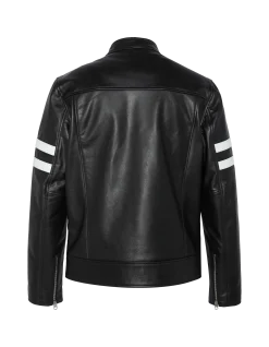 Blouson motard noir, cuir de vachette - NOIR