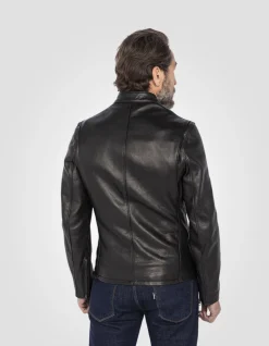Blouson motard noir mythique USA, cuir de vachette - NOIR