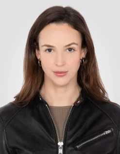 Blouson motard souple noir, cuir d'agneau lavé - NOIR
