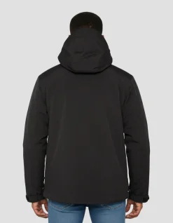 Blouson noir à capuche avec plastron amovible - NOIR