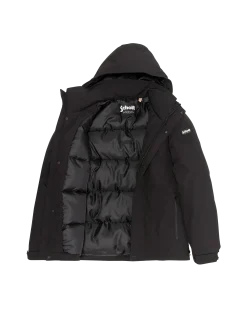 Blouson noir à capuche avec plastron amovible - NOIR