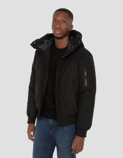 Blouson noir à capuche - NOIR