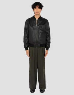 Blouson noir casual, cuir d'agneau - NOIR