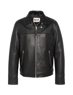 Blouson noir casual, cuir de vachette - NOIR