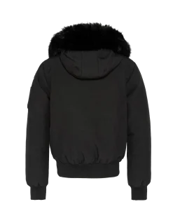 Blouson noir snorkel court à capuche - NOIR
