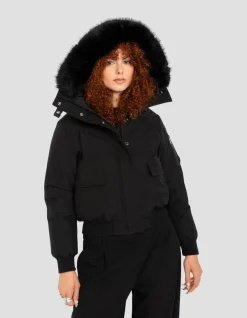 Blouson noir snorkel court à capuche - NOIR