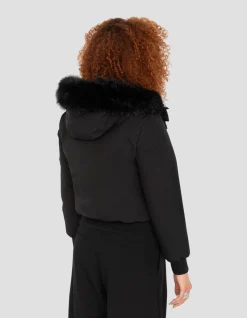 Blouson noir snorkel court à capuche - NOIR