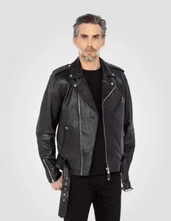 Blouson Perfecto® ajusté noir, cuir d'agneau - NOIR