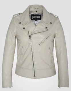 Blouson Perfecto® blanc, cuir d'agneau - BLANC CASSÉ