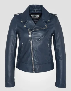 Blouson Perfecto® bleu marine, cuir d'agneau - MARINE