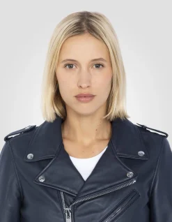 Blouson Perfecto® bleu marine, cuir d'agneau - MARINE