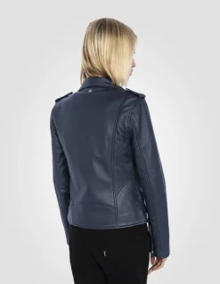 Blouson Perfecto® bleu marine, cuir d'agneau - MARINE