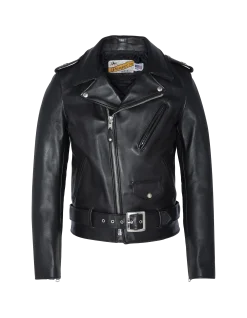 Blouson Perfecto® doublé en laine mythique USA, cuir de taureau - NOIR