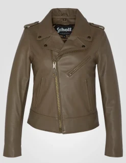 Blouson Perfecto® kaki, cuir d'agneau - KAKI