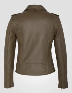 Blouson Perfecto® kaki, cuir d'agneau - KAKI