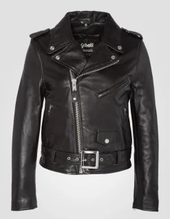 Blouson Perfecto® marron avec ceinture, cuir d'agneau - MARRON