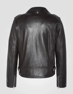 Blouson Perfecto® marron foncé, cuir d'agneau, grande taille - MARRON FONCÉ
