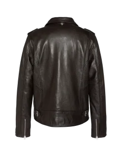 Blouson Perfecto® marron sans ceinture, cuir de d'agneau lavé - MARRON
