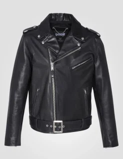 Blouson Perfecto® noir avec ceinture, cuir de vachette - NOIR