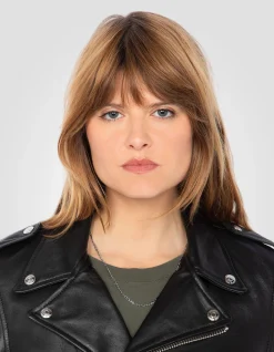 Blouson Perfecto® noir avec ceinture, cuir d'agneau - NOIR
