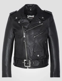 Blouson Perfecto® noir avec ceinture, cuir d'agneau, grande taille - NOIR