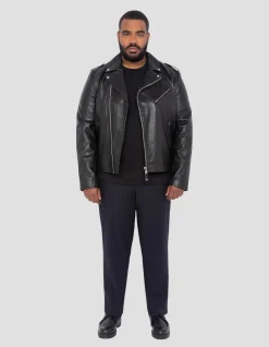 Blouson Perfecto® noir, cuir d'agneau, grande taille - NOIR