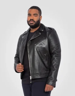 Blouson Perfecto® noir, cuir d'agneau, grande taille - NOIR