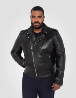 Blouson Perfecto® noir, cuir d'agneau, grande taille - NOIR