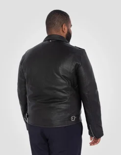 Blouson Perfecto® noir, cuir d'agneau, grande taille - NOIR