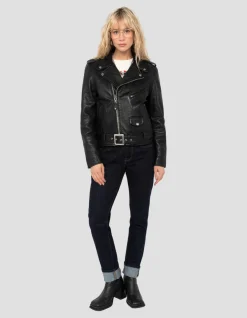 Blouson Perfecto® noir, cuir d'agneau lavé - NOIR