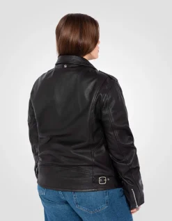 Blouson Perfecto® noir, cuir d'agneau, grande taille - NOIR