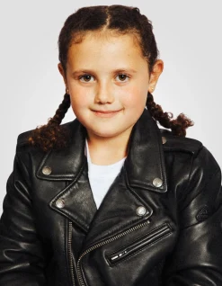 Blouson Perfecto® noir enfant, cuir d'agneau - NOIR