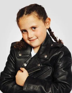 Blouson Perfecto® noir enfant, cuir d'agneau - NOIR