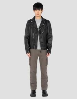Blouson Perfecto® noir sans ceinture, cuir de d'agneau lavé - NOIR