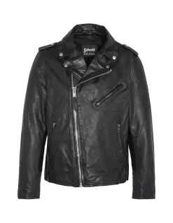Blouson Perfecto® noir sans ceinture, cuir de d'agneau lavé - NOIR