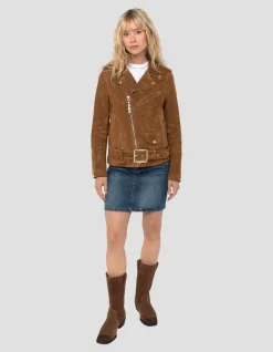 Blouson Perfecto® One Star caramel, chèvre velours - CARAMEL