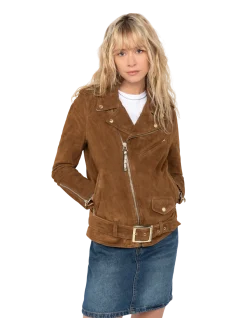 Blouson Perfecto® One Star caramel, chèvre velours - CARAMEL