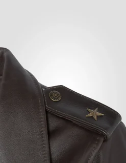 Blouson Perfecto® One Star marron foncé avec ceinture, cuir de vachette - MARRON FONCÉ