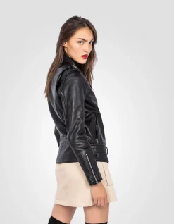 Blouson Perfecto® One Star noir avec ceinture, cuir de vachette - NOIR