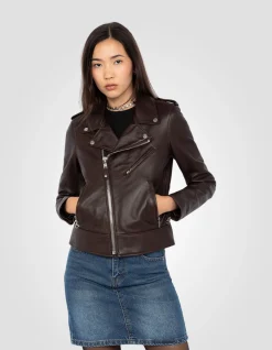 Blouson Perfecto® prune, cuir d'agneau - PRUNE