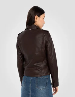 Blouson Perfecto® prune, cuir d'agneau - PRUNE