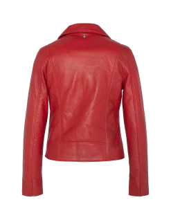 Blouson Perfecto rouge, cuir d'agneau - ROUGE