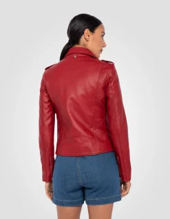 Blouson Perfecto® rouge, cuir d'agneau - ROUGE