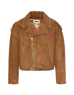 Blouson Perfecto 90's court caramel, chèvre velours - CARAMEL
